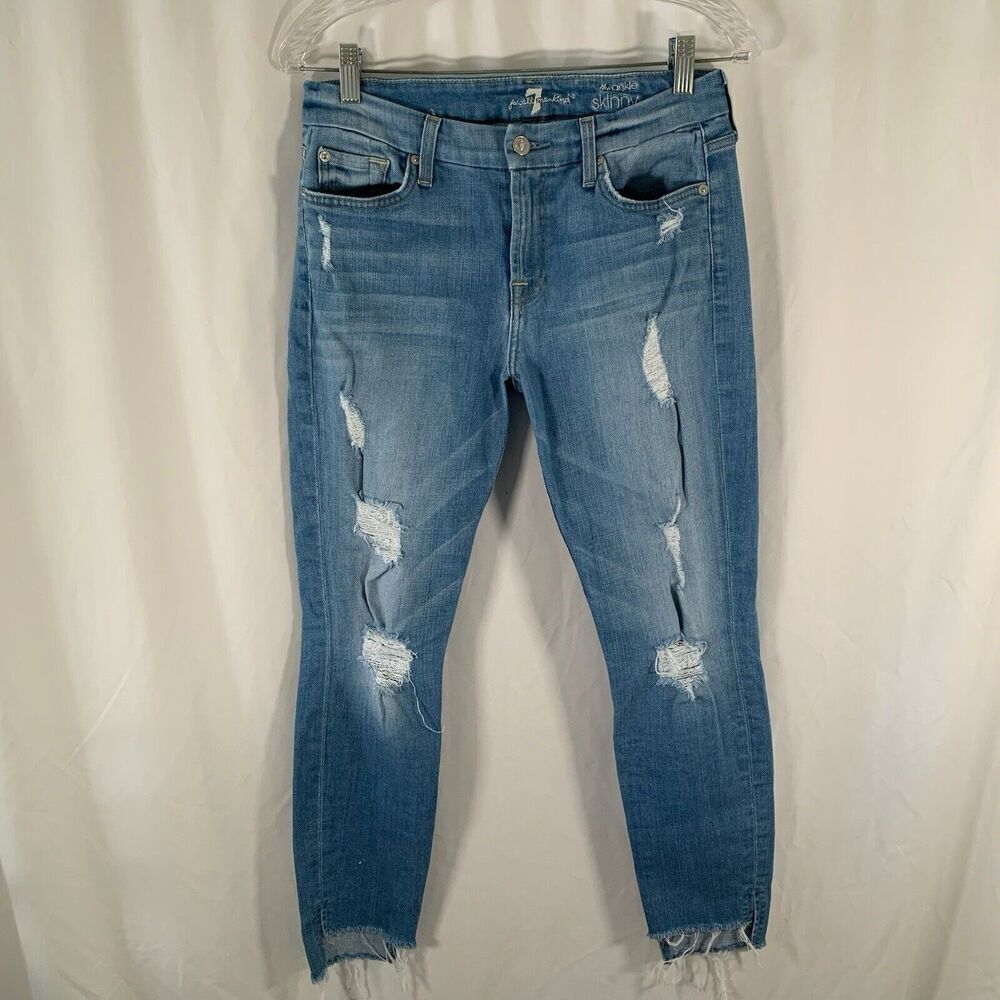 Seven for all Mankind Jeans Women's 28 the Ankle Skinny Mid Rise Button Zip